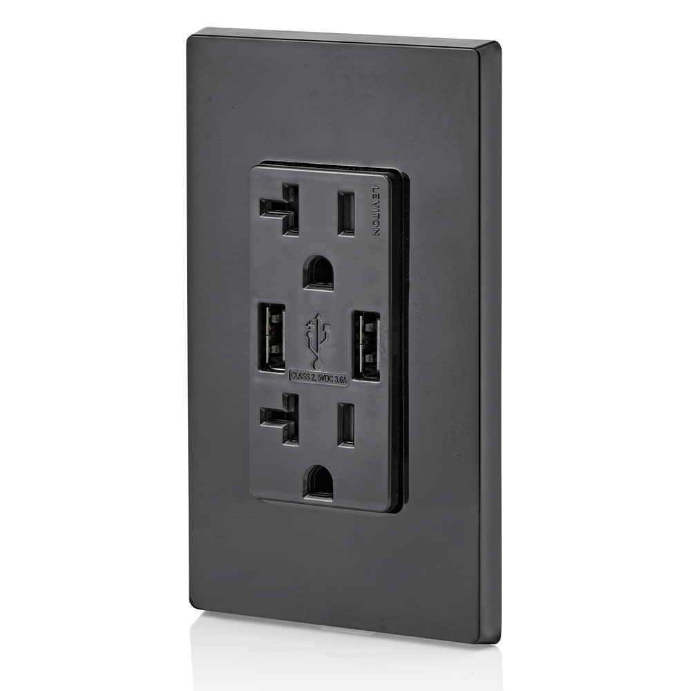 Leviton 20A 125V Black Combination Duplex Receptacle/Outlet