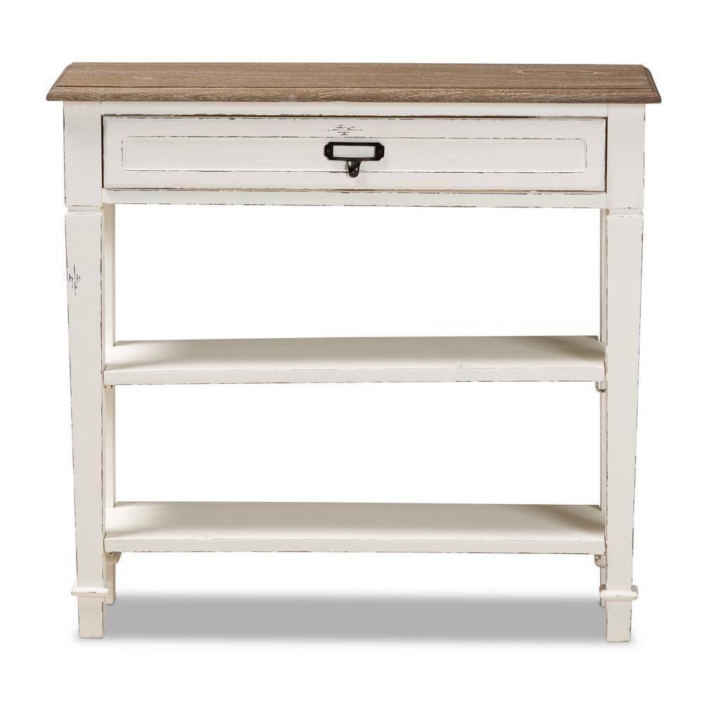 Baxton Studio Dauphine 32 in. White Rectangle Wood Console Table with Drawers 28862-6028-HD