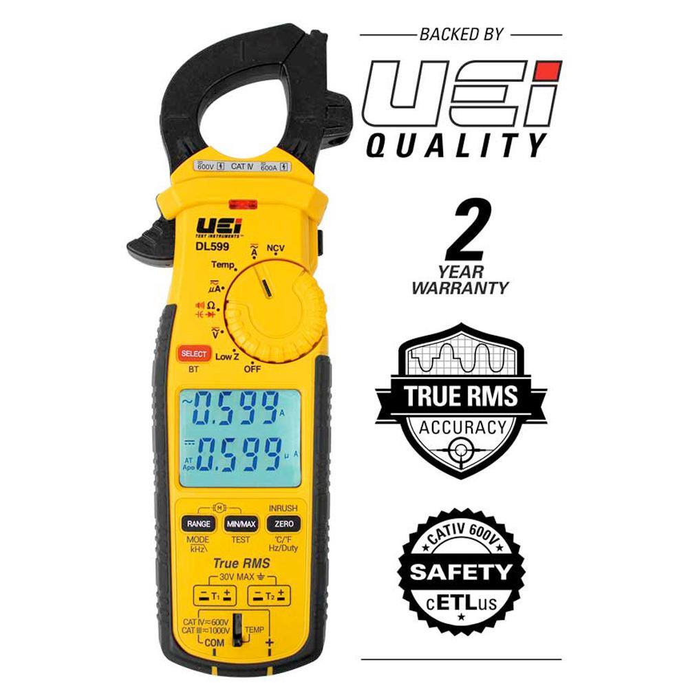 UEi Test Instruments Wireless TRMS Clamp Meter with 3-Phase and Imbalance Motor Tests DL599