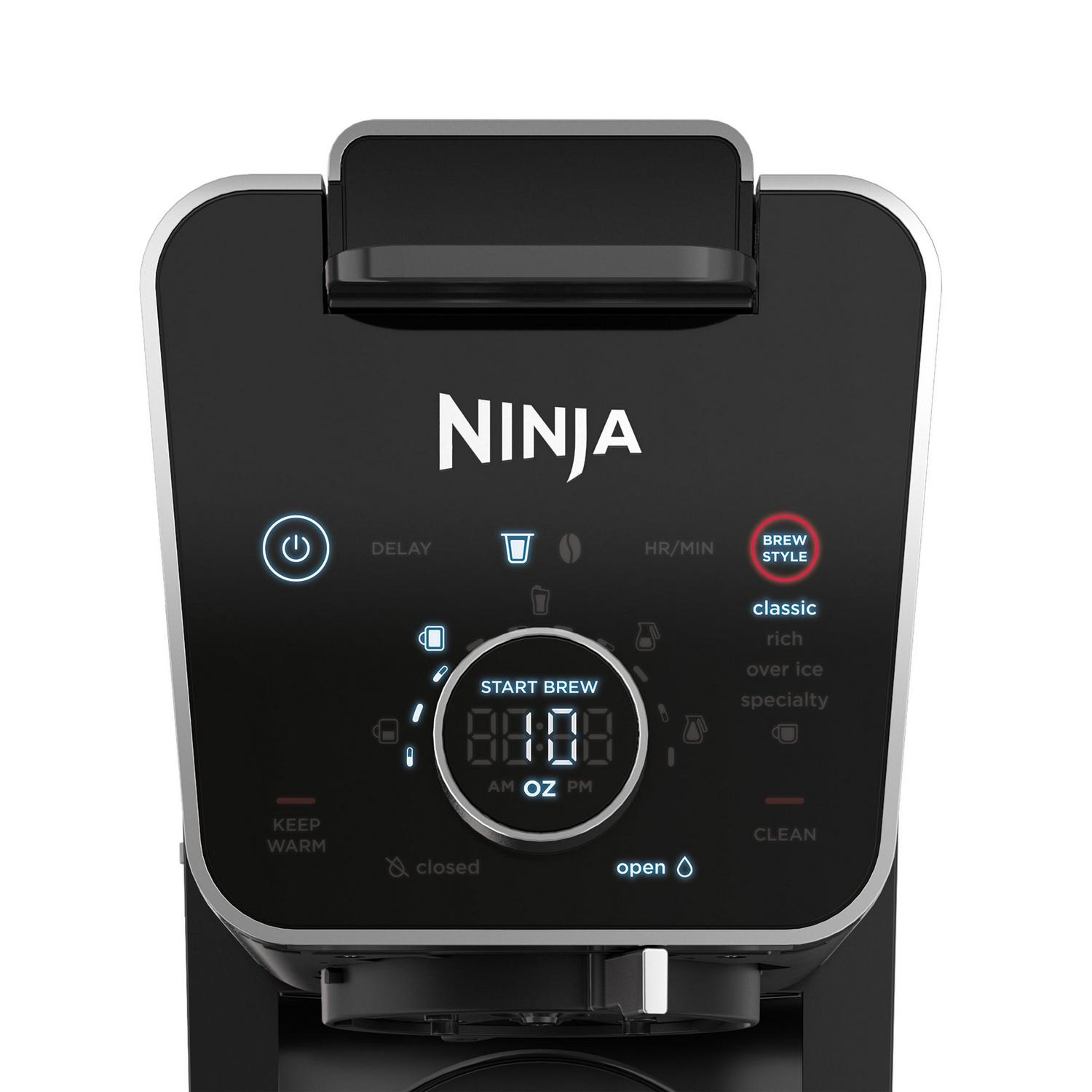 NinjaA DualBrew Specialty Coffee System， Single-Serve， K-Cup Pod Compatible， 12-Cup Drip Coffee Maker， Glass Carafe， CFP300