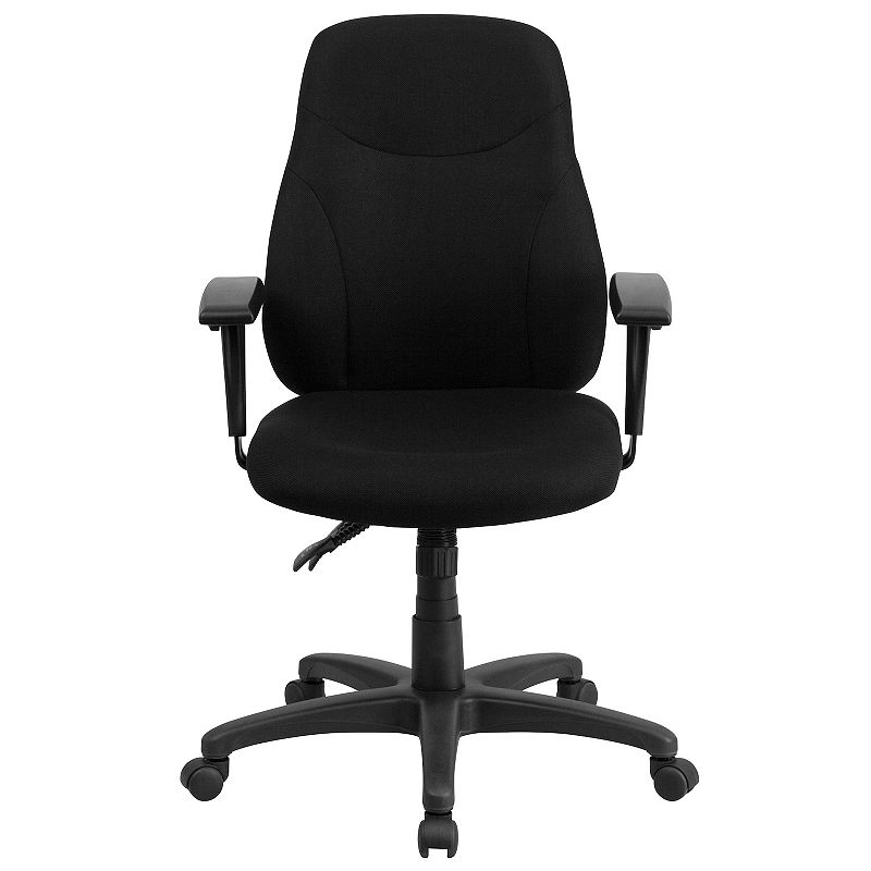 Emma and Oliver Mid-Back Black Fabric 1.5 Back Adjustment Ergonomic Task Office Chair with Arms