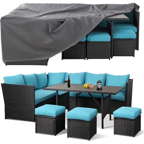 AECOJOY 7 Pieces Patio Furniture Set Outdoor Sectional Sofa Rattan Conversation Set