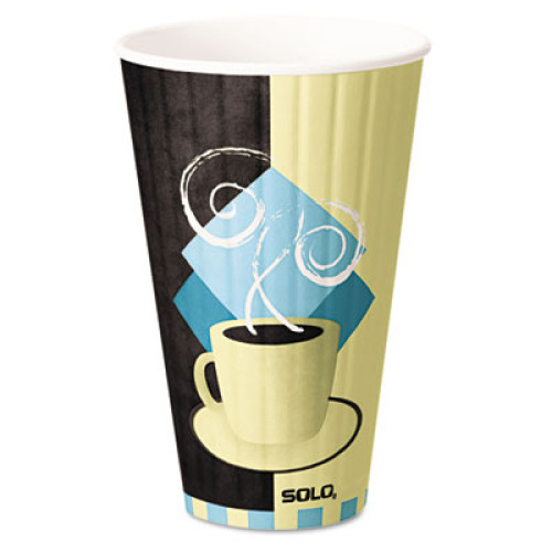 Dart Duo Shield Insulated Paper Hot Cups， 20oz， Tuscan， Chocolate/Blue/Beige， 350/Ct (IC20J7534)