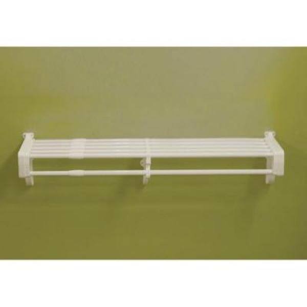 EZ Shelf Expandable Closet Shelf  Rod 66 in. W - 120 in. W White Mounts to Back Wall with2 End Brackets Wire Closet System EZS-SCRW118-1-2