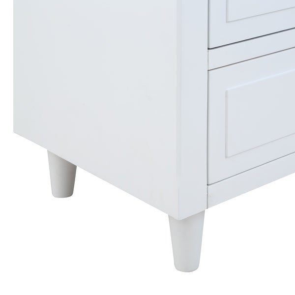 Modern Vintage 3 Drawer Wood Nightstand， White Wood Bedside Table， Side End Table for Bedroom， Living Room， Office - - 35651525