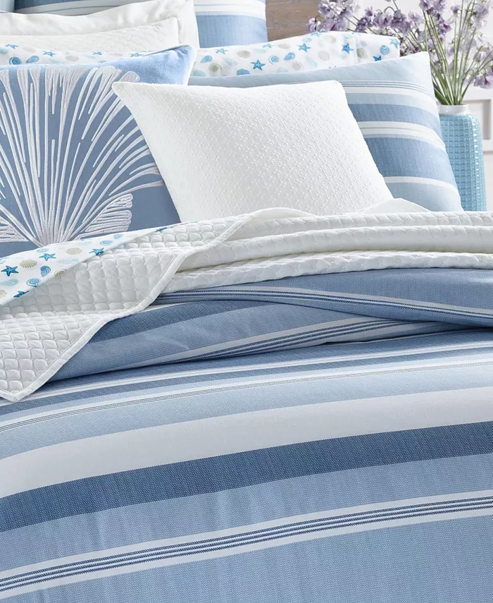 Charter Club Coastal Stripe 300 Thread Count Duvet Cover Set， Twin，