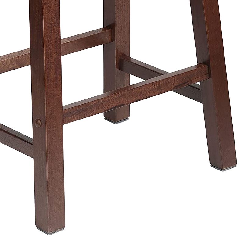 PJ Wood Classic Saddle-Seat 24 Inch Kitchen， Table， and Bar Counter Stool， Walnut (2 Pack)