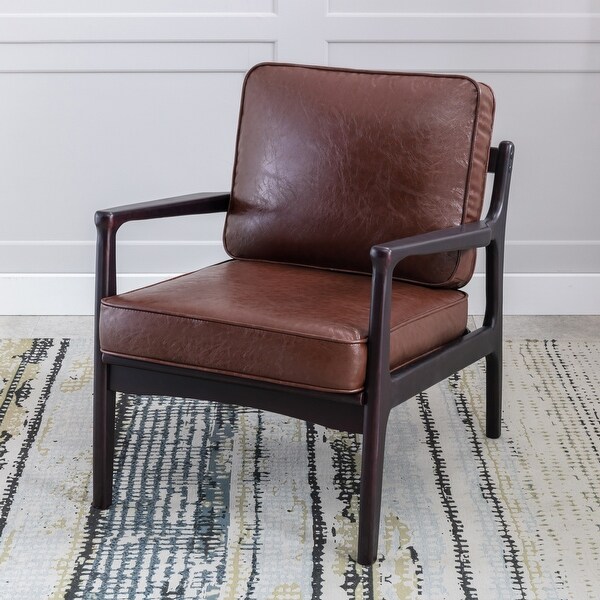 Mid Century Modern Style Accent Chair Lounge Chair With Solid Wood Legs