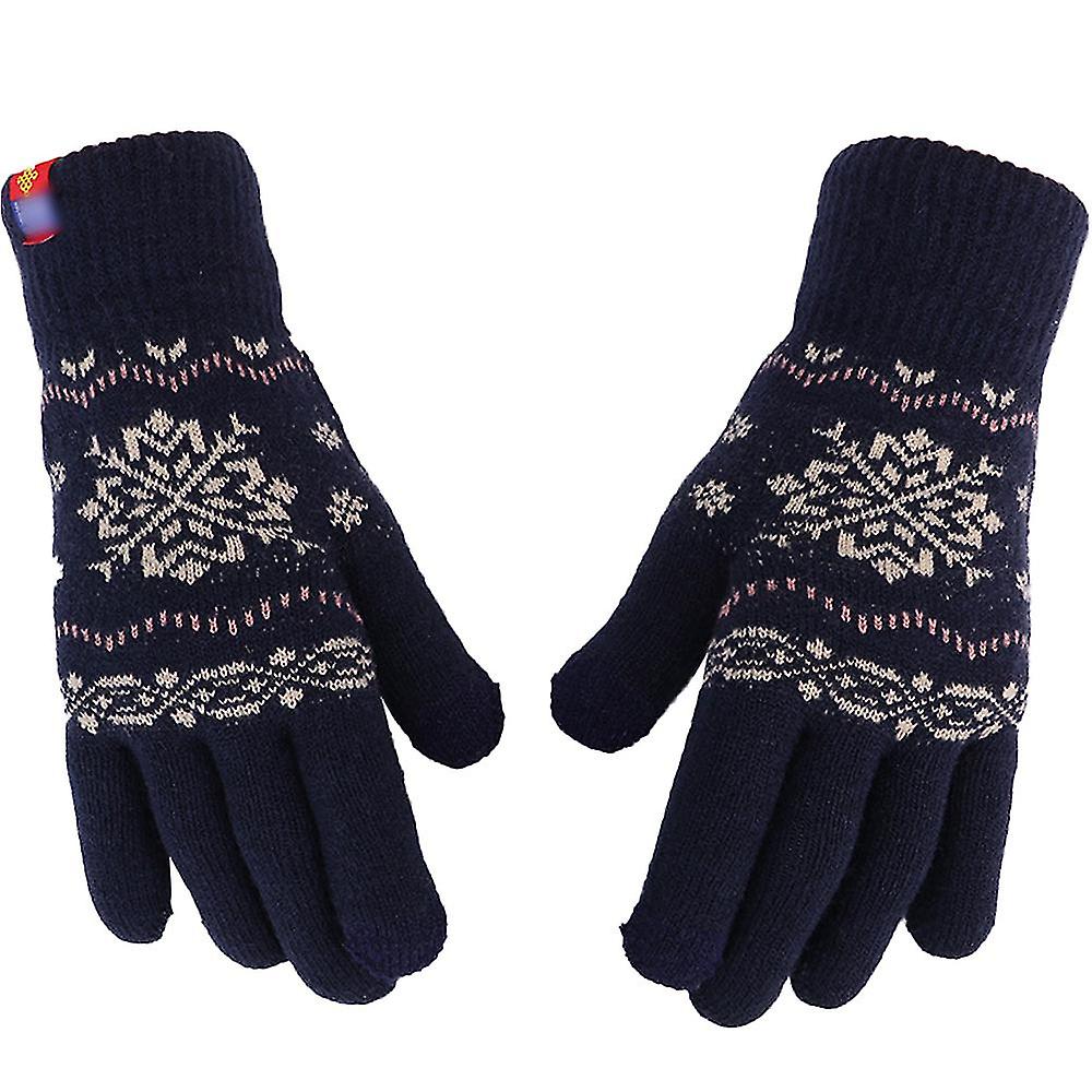 Women Girls Touch Screen Winter Gloves Soft Warm Knit Mittens Gloves