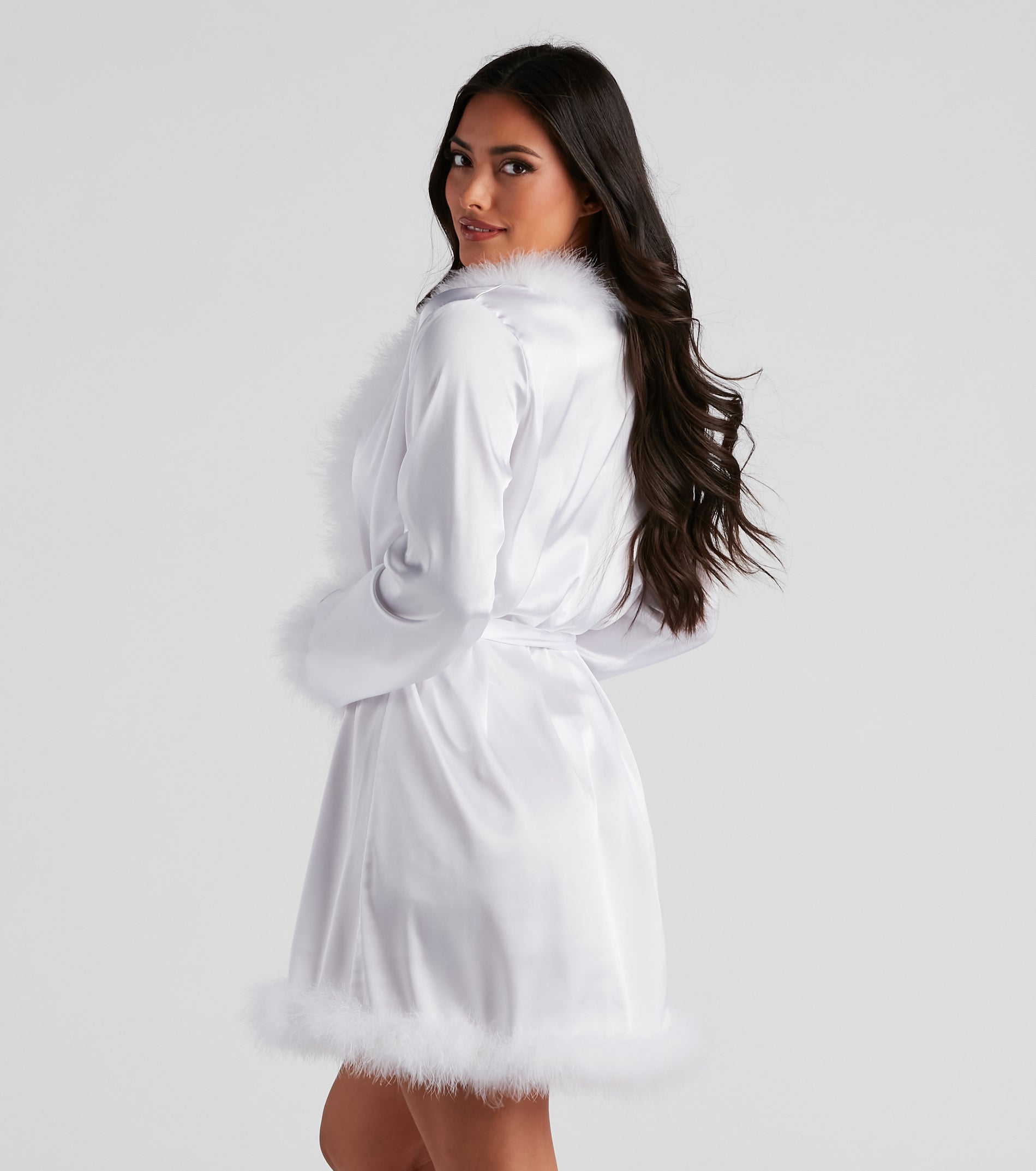 Dream Satin Marabou Trim Robe