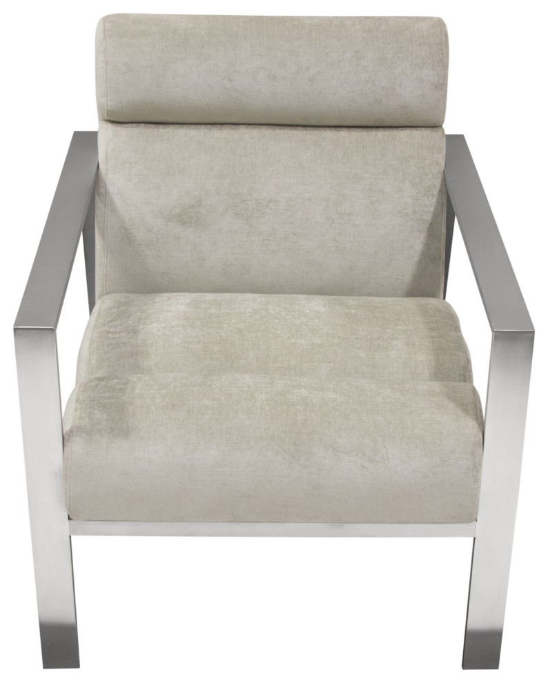 La Brea Accent Chair in Champagne Fabric with Brushed Stainless Steel Frame   Contemporary   Armchairs And Accent Chairs   by VirVentures  Houzz