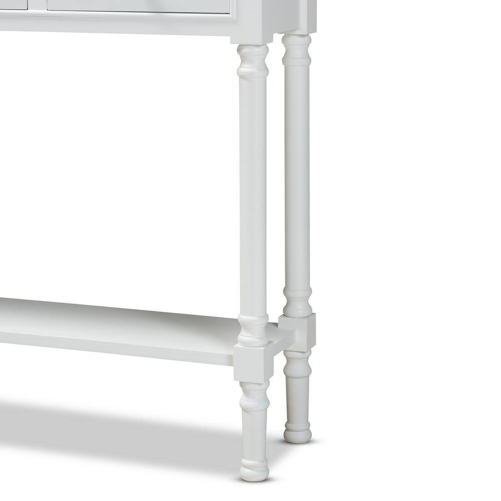 Baxton Studio Calvin 10 in. White Standard Rectangle Wood Console Table with Drawers 165-10697-HD