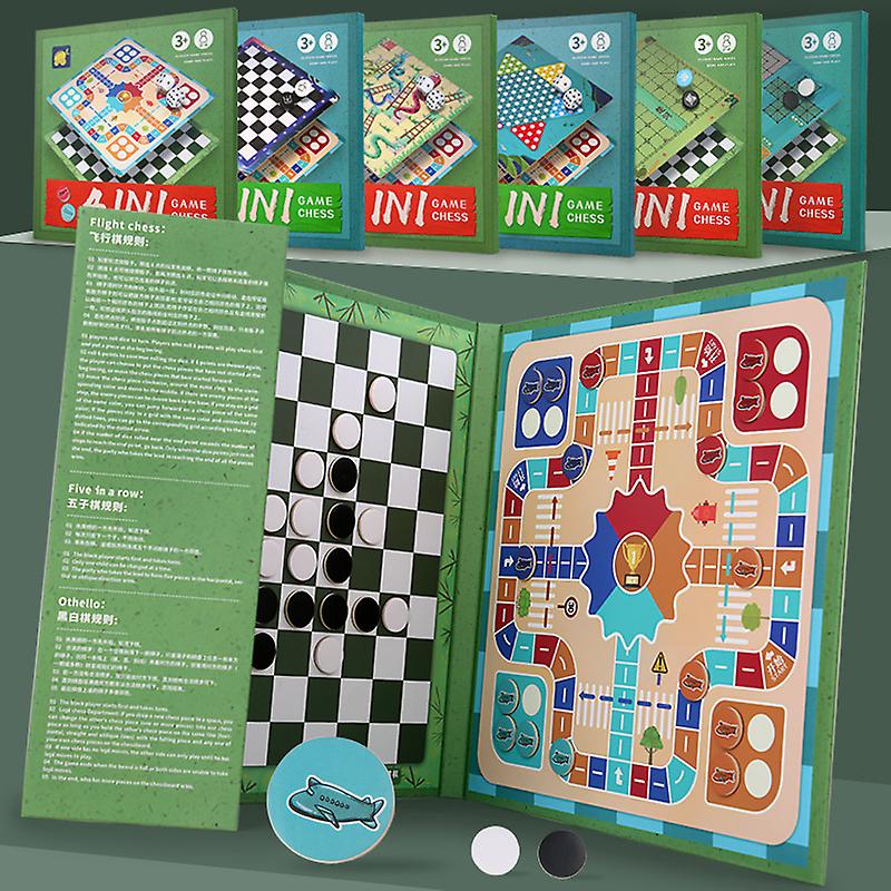 2 In 1 Wooden Magnetic Board Game-flying Chess Snake Chess