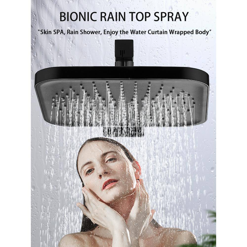 ELLOALLO 2-Handle 3-Spray Tub and Shower Faucet Handheld Shower Combo with 8 in. Rain Shower Head in Matte Black (Valve Included) ES-BG-P200