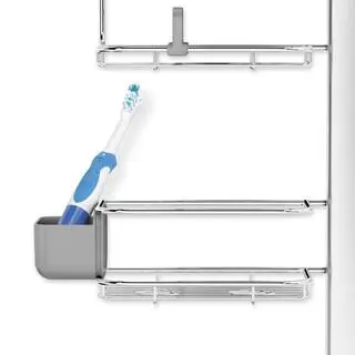 simplehuman 3-Tier Adjustable Shower Caddy XL in Stainless Steel and Anodized Aluminum