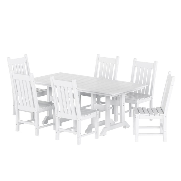 Polytrends Laguna Hdpe All Weather Outdoor Patio Dining Set with Rectangular Table，Armless Dining Chairs (7Piece Set)