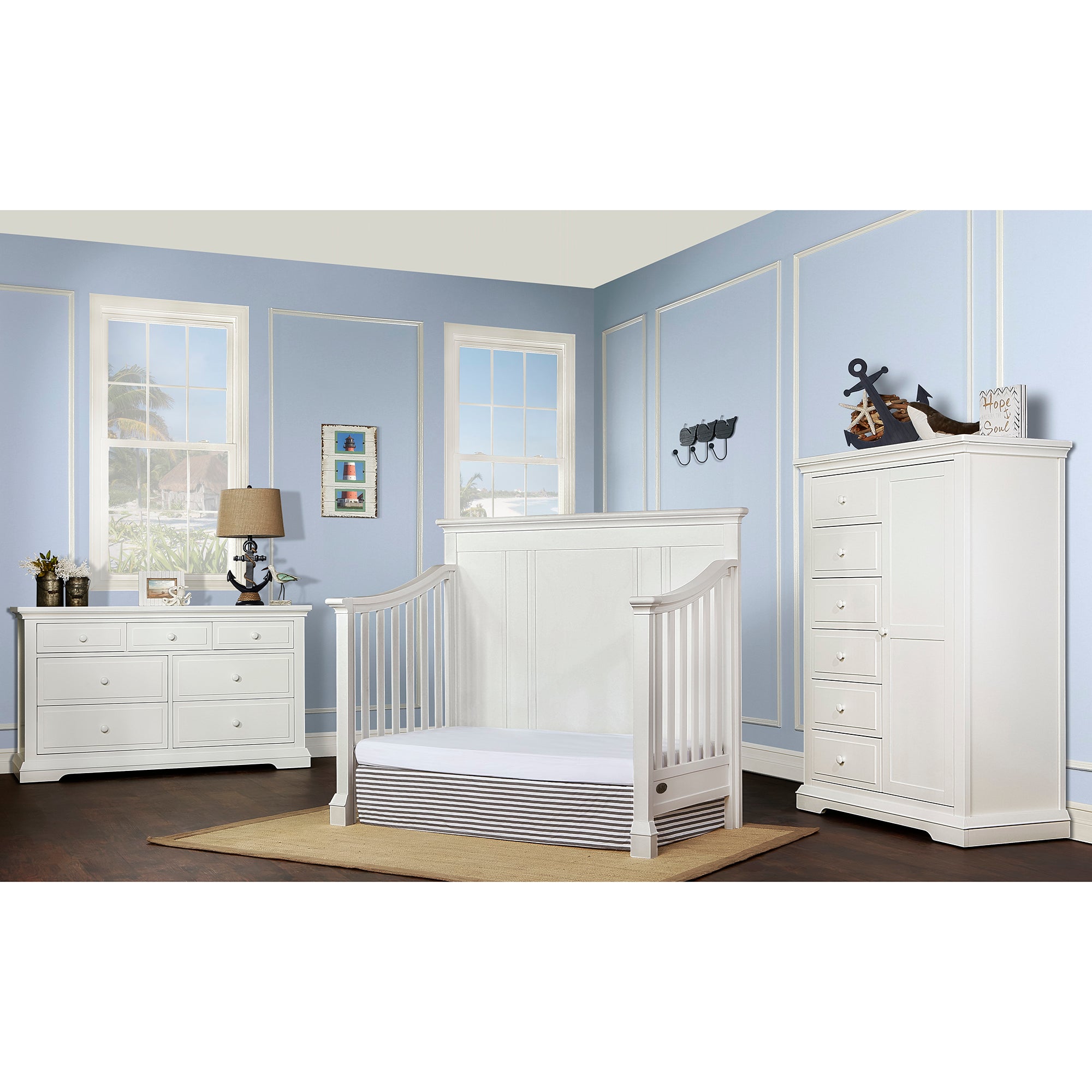 Evolur Parker 5-in-1 Convertible Crib, Winter White