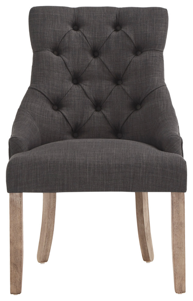 Petra Gray Finish Linen Curved Back Tufted Dining Chair  Set of 2   Transitional   Dining Chairs   by Inspire Q  Houzz