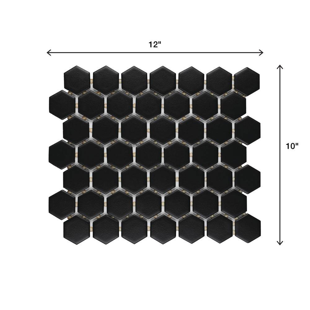 Daltile Restore Matte Black Hexagon 10 in. x 12 in. x 6.35 mm Glazed Ceramic Mosaic Tile (0.81 sq. ft.Each) K71115HEXMS1P2