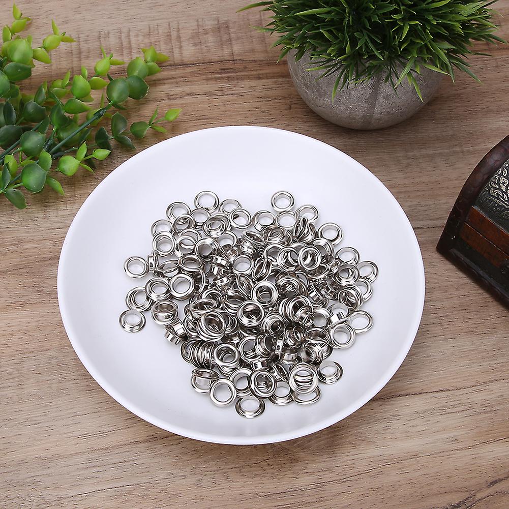 100 Sets 8mm Grommet Kit Metal Eyelets Rivets Brass Eyelet Shoes Bag Clothes Accessoriessilver