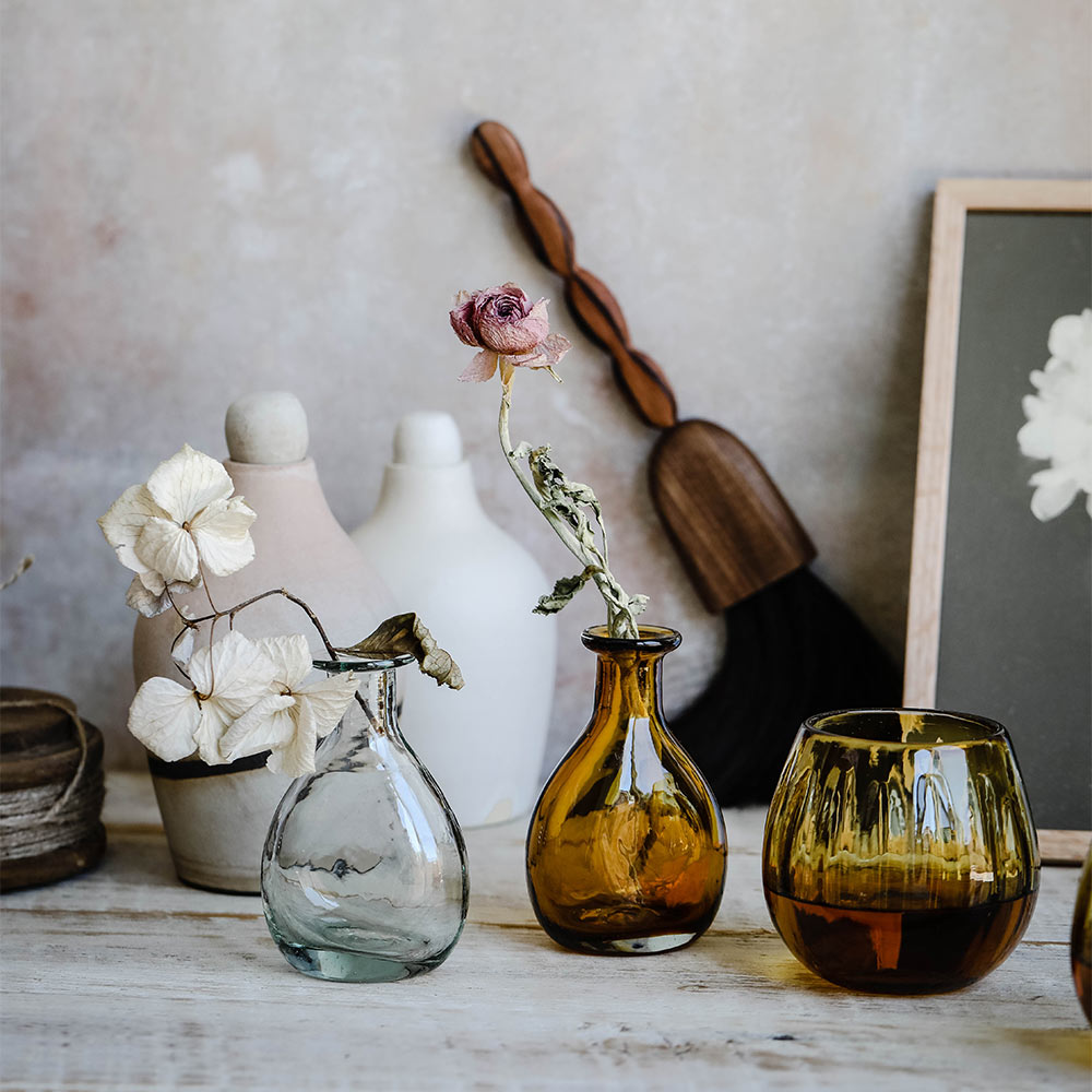 Petite Handblown Glass Bud Vase - Amber