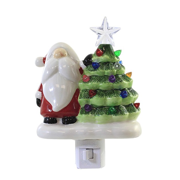 Christmas Gnome Vintage Tree Nightlight One Nightlight 6 Inches Santa Star 135427 Ceramic Red