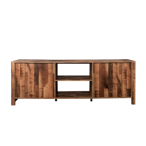 Farmhouse TV Stand， Wood Entertainment Center Media Console with Storage