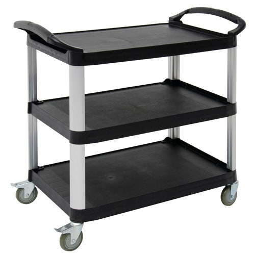 Central Exclusive Black Plastic 3-Shelf Open Sided Utility Cart - 38 1/2