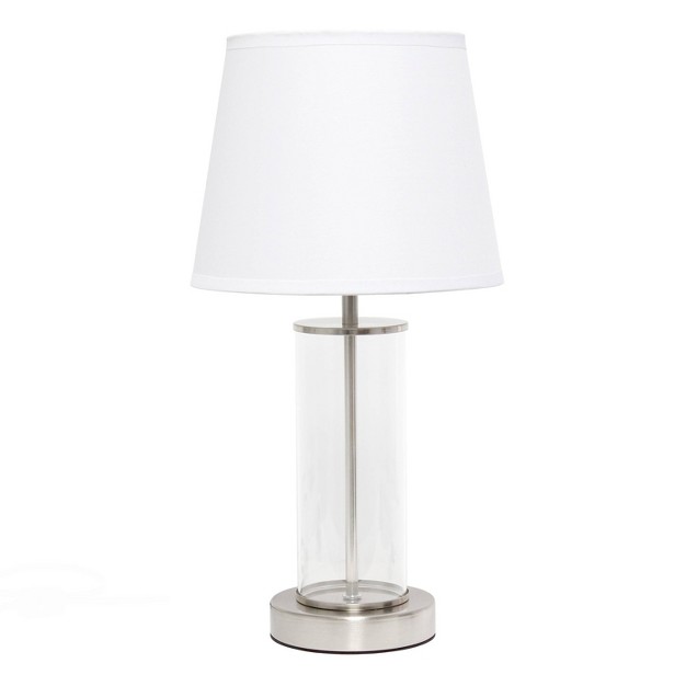 Encased Metal And Clear Glass Table Lamp With Fabric Shade Simple Designs