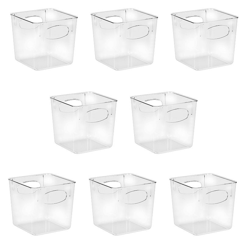 Sorbus Set of 8 Small Square Fridge Bins with Handles