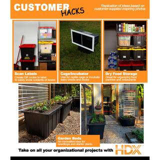 HDX 27 Gal. Tough Storage Tote in Black with Yellow Lid HDX27GONLINE(5)