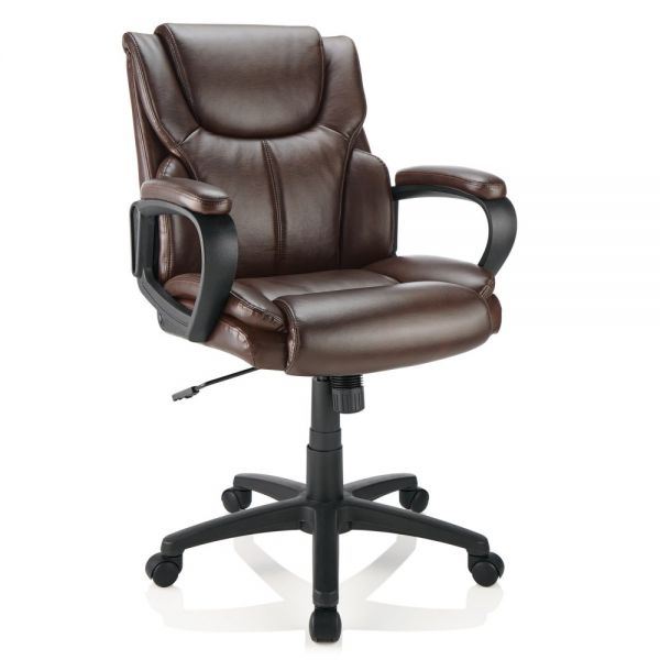 Mayhart Vinyl Mid-Back Chair， Brown/Black， BIFMA Certified