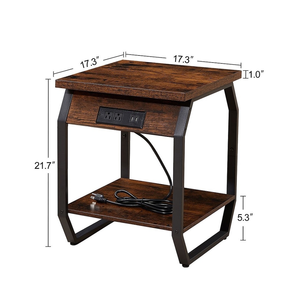 End Table with Charging Station Set of 2