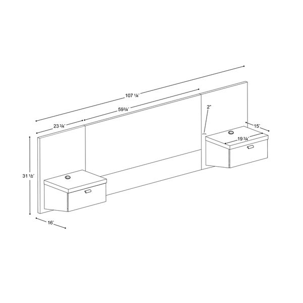 Prepac Series 9 Designer Floating Queen Headboard - - 21895147