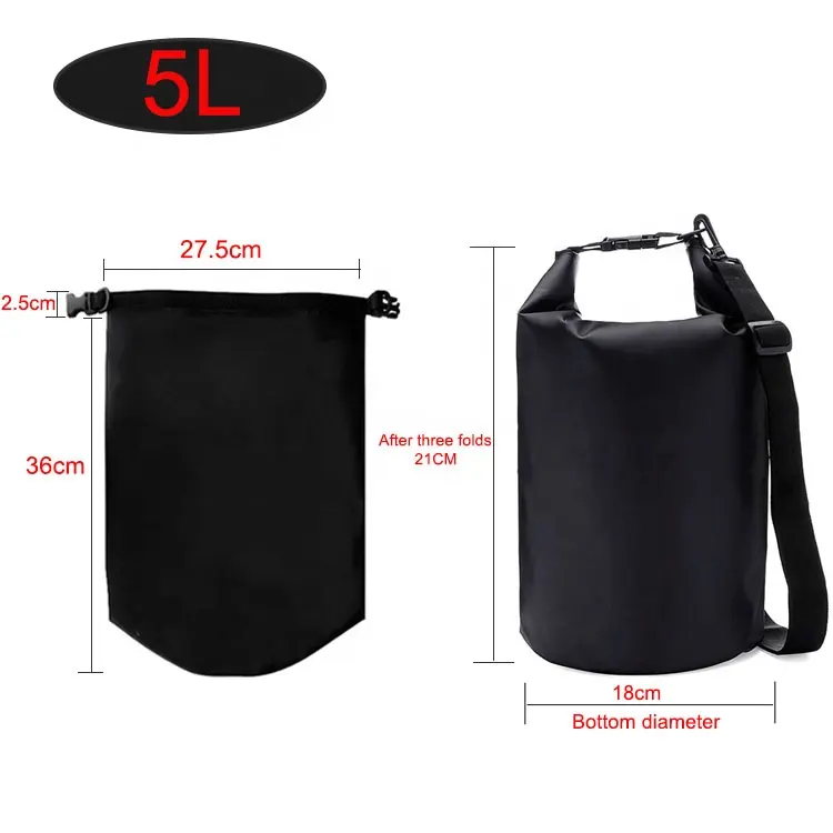 Waterproof Pack Dry Bag IPX6 Water Proof Bag Other Camping Hiking Gear PVC PVC Tarpaulin Outdoor Sports 5L Black Dry Bag Mini