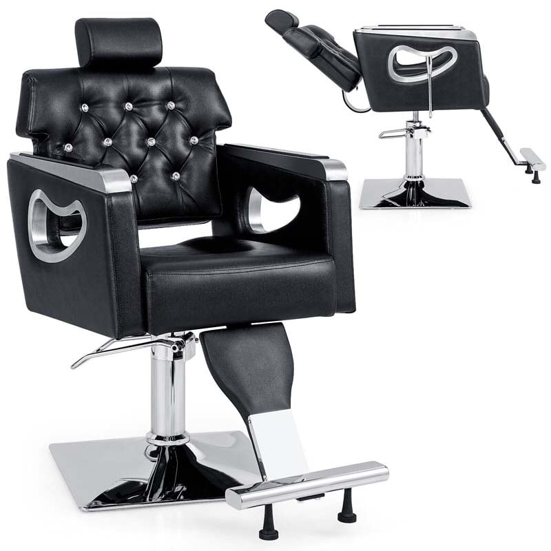 Modern Reclining Barber Chair, Adjustable Swivel Spa Makeup Tattoo Salon Chair, Hydraulic Hair Styling Chair