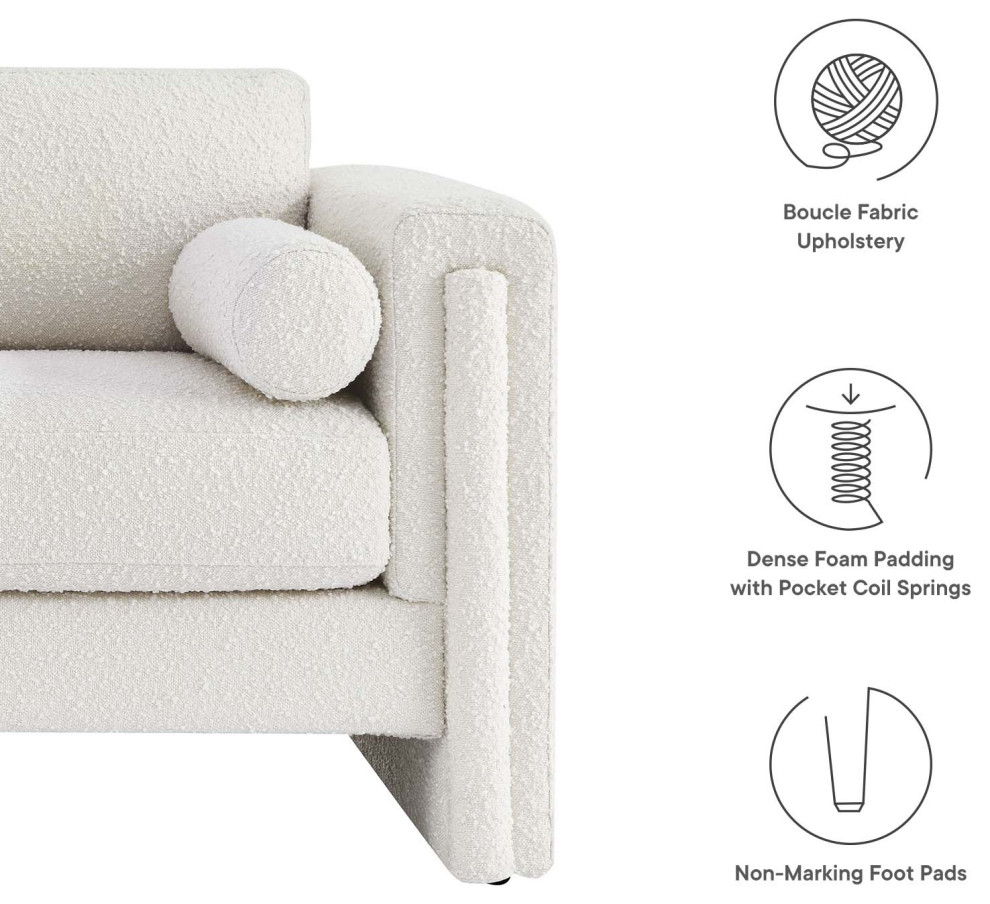 Visible Boucle Fabric Loveseat   Ivory   Transitional   Loveseats   by First of a Kind USA Inc  Houzz