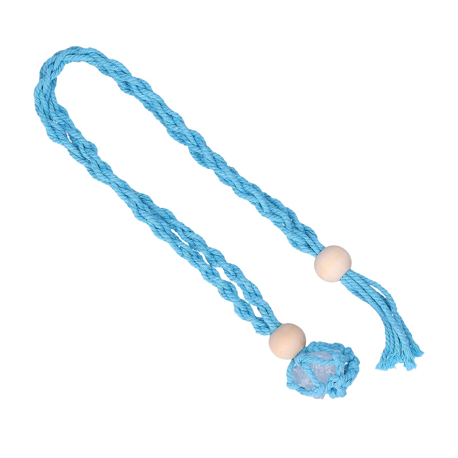 3pcs Net Bag Necklace Empty Stone Holder Rope Replacement Adjustable Necklace Cord For Crystals Quartz Stone Holderlight Blue