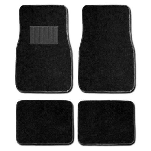 NEW 12 Pieces Flat Polyester Sleek Design Black and Pink Front and Rear Car Seat Covers Set with Black Color Carpet Floor Mats Set Universal Size