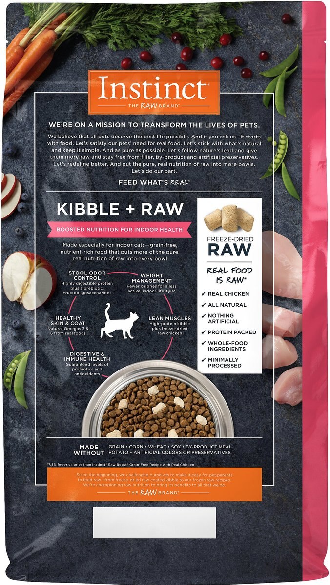 Instinct Raw Boost Indoor Grain-Free Recipe with Real Chicken and Freeze-Dried Raw Coated Pieces Dry Cat Food