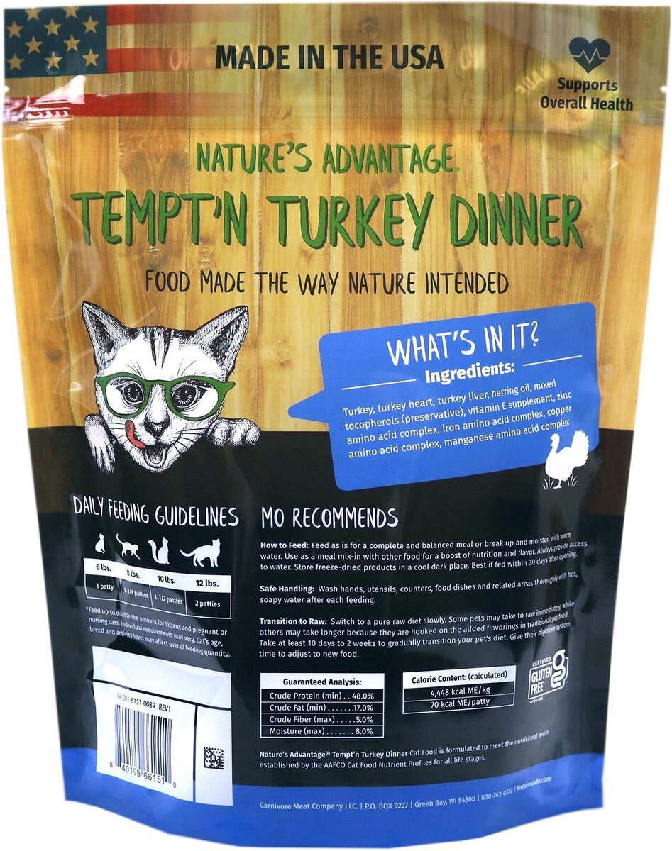 Nature's Advantage Tempt'n Turkey Dinner Cat Food， 8-oz bag