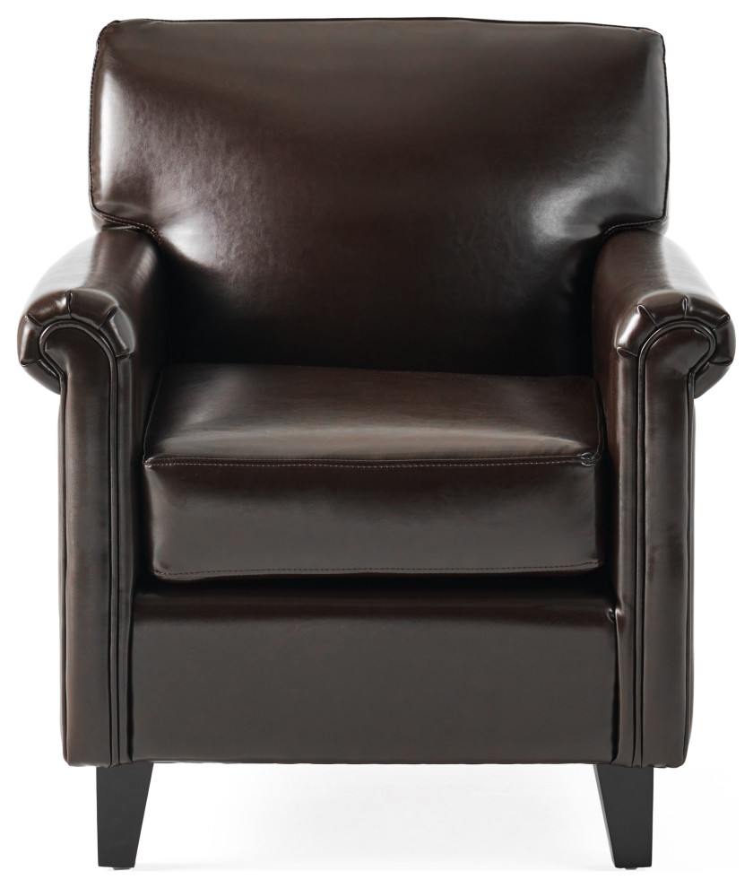 GDF Studio Bristol Leather Club Chair   Transitional   Armchairs And Accent Chairs   by GDFStudio  Houzz