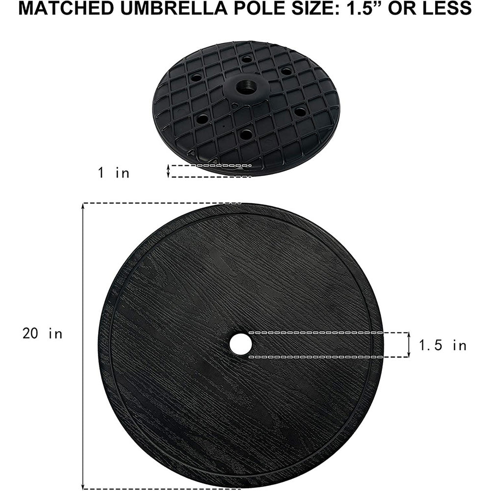 Adjustable Umbrella Table, Portable Round Umbrella Table with Umbrella Hole, For Beach Patio Garden Poolside 20In Dia.