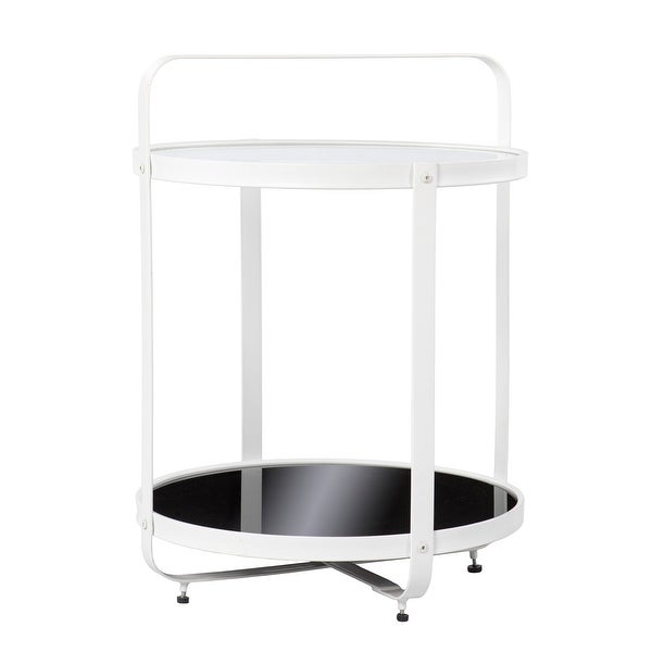 SEI Furniture Valerio Contemporary White Glass Side Table