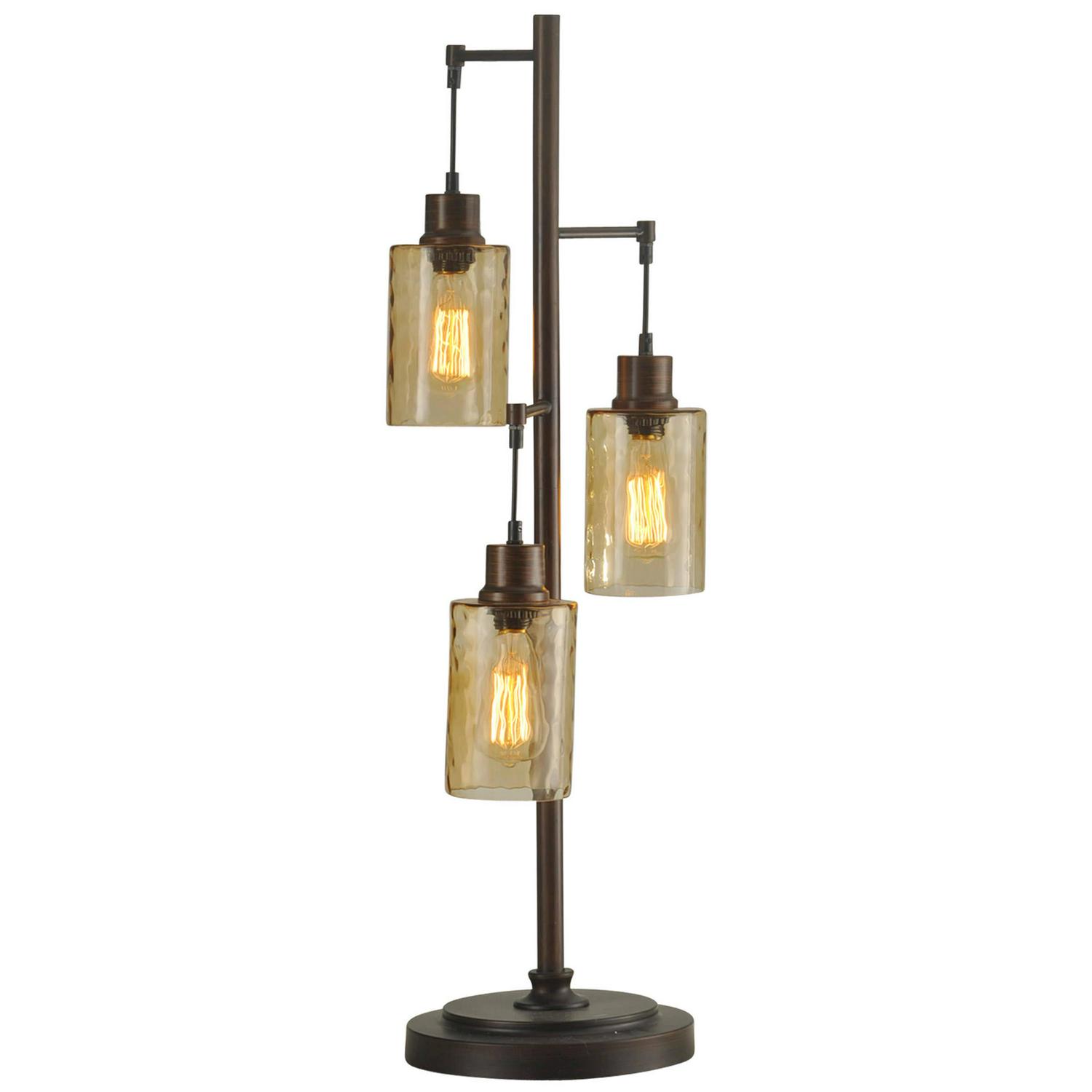 Table Lamp  Bronze Finish  Clear Dimpled Glass Shade