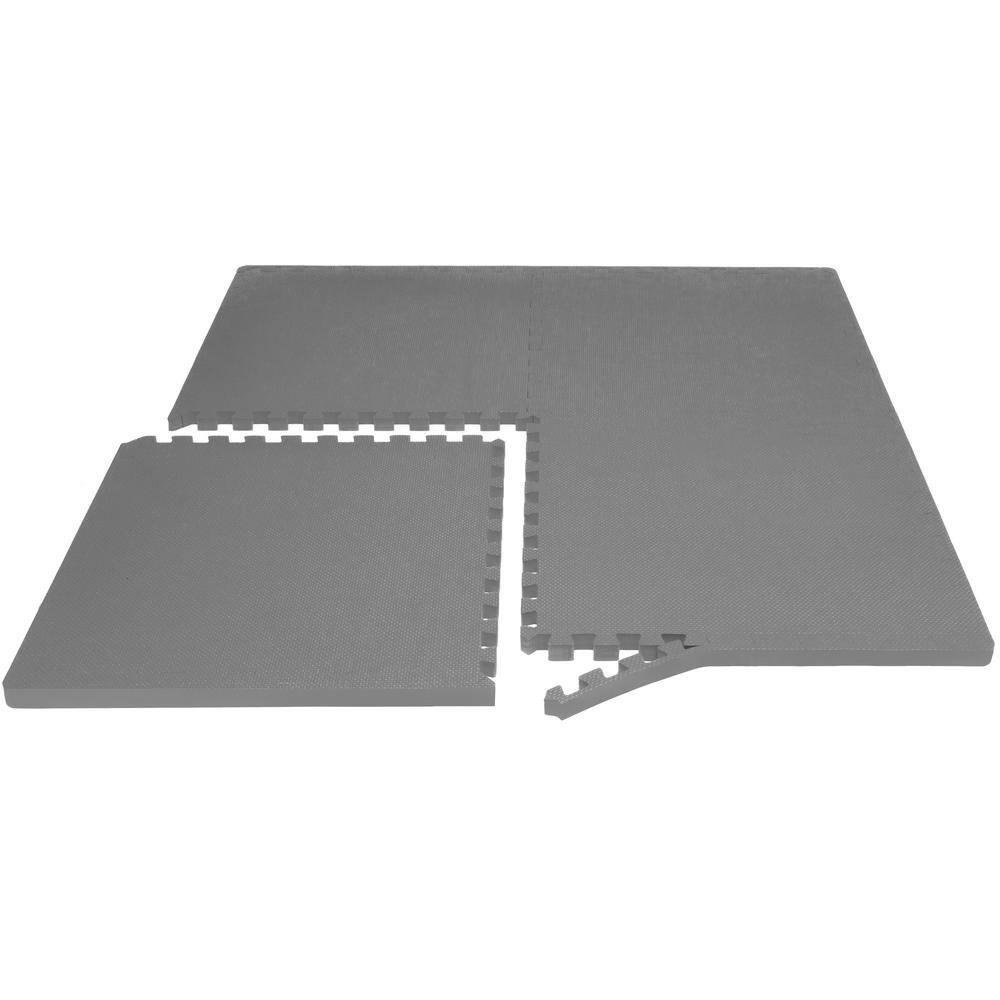 PROSOURCEFIT Extra Thick Exercise Puzzle Mat Grey 24 in. x 24 in. x 1 in. EVA Foam Interlocking Anti-Fatigue (6-pack) (24 sq. ft.) ps-2296-hdpm-grey