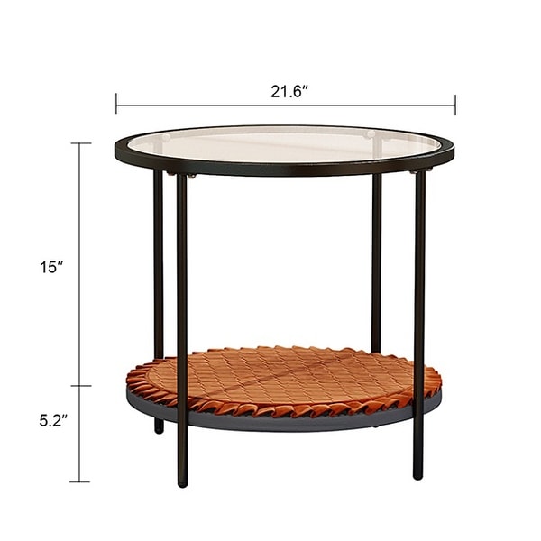 Corvus Matura 21-inch Round Glass End Table With Storage