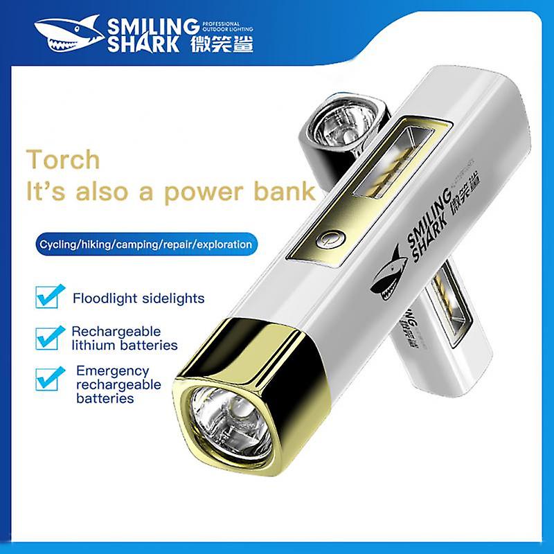 Smile Shark Mini Glare Flashlight Floodlight Side Light Portable Rechargeable Torch Power Bank