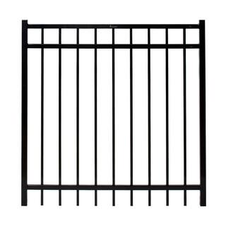 FORTRESS Versai 4 ft. W x 4 ft. H Gloss Black Steel Flat Top Design Fence Gate 713460441