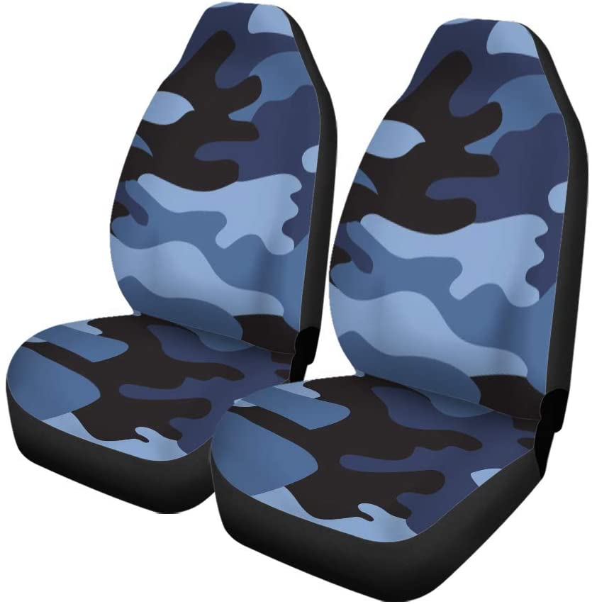 KXMDXA Set of 2 Car Seat Covers Blue Camo Camouflage Pattern Brown Digital Abstract Universal Auto Front Seats Protector Fits for Car，SUV Sedan，Truck